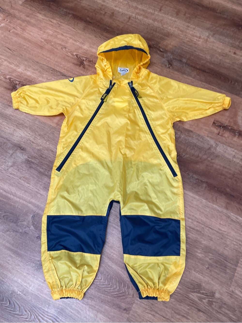 Tuffo Waterproof Rain Suit Onesie Hooded Zip Up Size 2T Toddler Baby Yellow